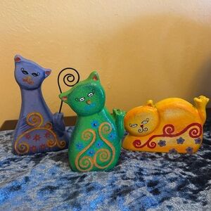 Colorful Cat Figurine Set